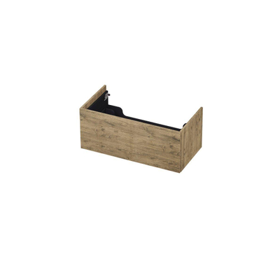 INK Wastafelonderkast - 90x45x37.6cm - 1 lade - push to open - met recht opdekfront - MFC - Naturel eiken