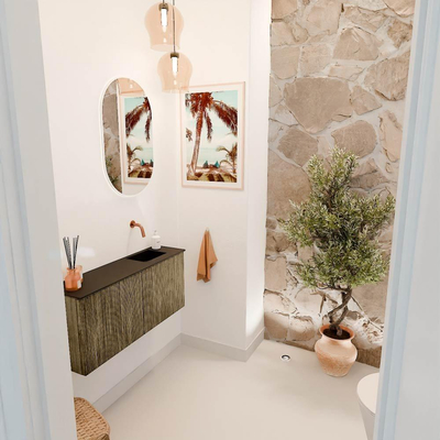 Mondiaz JOYA 90cm toiletmeubel - kleur Dusk - Wastafel FAYE positie Rechts Zonder kraangat kleur Urban.