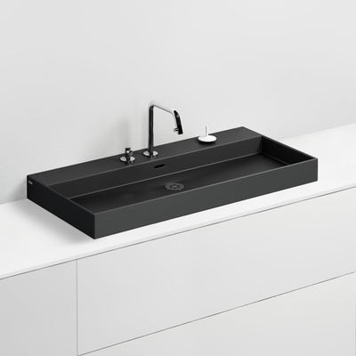 Clou Wash Me lavabo 90x42x8cm sans bonde Céramique Noir mat