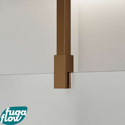FugaFlow Eccelente Vetro douche à l'italienne salle de bain - 140x200cm - verre mat - bras plafond - cuivre brossé