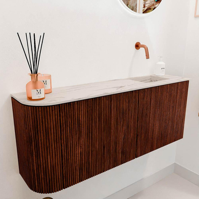 Mondiaz JOYA-DLUX 101.6cm toiletmeubel - ronding links kleur Ruby - Wastafel FAYE positie Rechts Zonder kraangat kleur Nata.