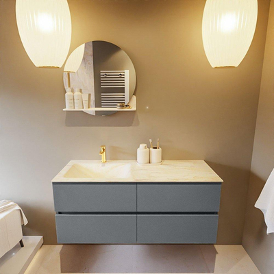 Mondiaz VICA-DLUX Ensemble de meuble de salle de bain - 120cm - meuble sous-vasque plata - 4 tiroirs - lavabo encastré cloud gauche - 1 trou de robinet - version haute de 60cm - ostra