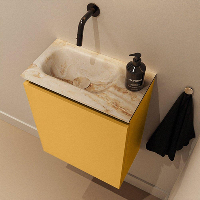 MONDIAZ TURE-DLUX 40cm toiletmeubel Ocher. EDEN wastafel Frappe positie links. Zonder kraangat.