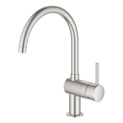 Grohe Minta Keukenkraan - hoog - draaibare ronde uitloop - Brushed Supersteel (RVS)