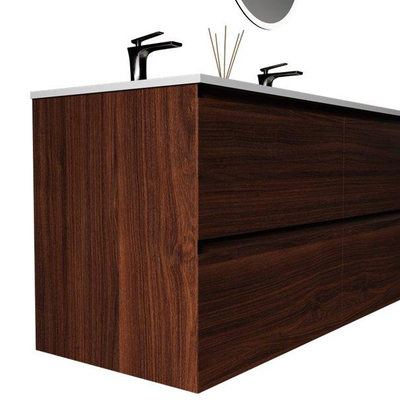 Saniclass Terra Wastafelonderkast - 120cm - 4 lades - kastanje