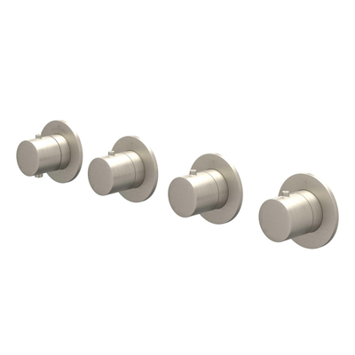 IVY Bond Afbouwdeel - voor Inbouwthermostaat - 3 stopkranen - Symmetry - ronde rozetten Geborsteld nickel PVD