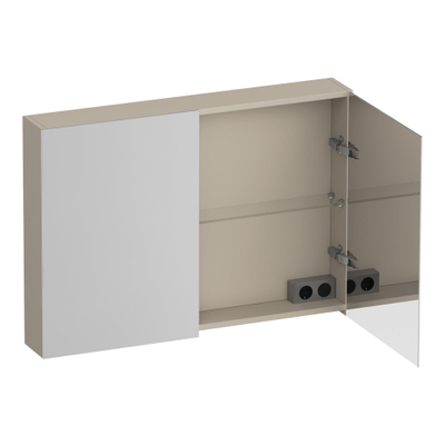 BRAUER Impress armoire de toilette – 99 x 70 x 15 cm – 2 portes, portes-miroir double face – Beige mat