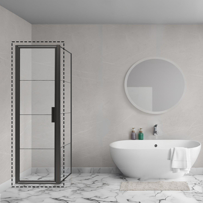 Aqua Vista Triple Draaideur - 90x200 cm - 8mm - helder glas - onderdeel hoekcabine - mat zwart