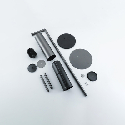 FugaFlow Eccelente Porte-rouleau de toilette indépendant avec brosse de toilette - Gunmetal PVD brossé
