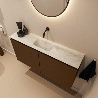 MONDIAZ TURE-DLUX 100cm toiletmeubel Rust. EDEN wastafel Ostra positie midden. Zonder kraangat.