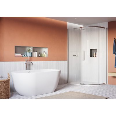 Crosswater Asura Porte de douche quart de cercle - 8mm - 100x80cm - avec paroi latérale - poignée martelée - inox poli