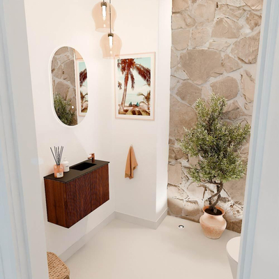 Mondiaz JOYA 60cm meuble de toilette - couleur Ruby - Vasque FAYE position Droite 1 trou de robinet couleur Urban.