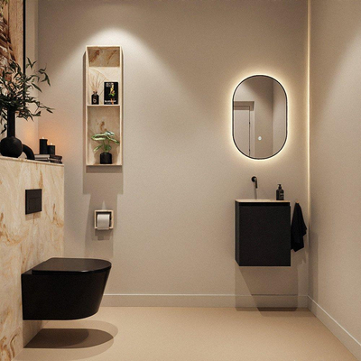 MONDIAZ TURE-DLUX Meuble toilette - 40cm - Urban - EDEN - vasque Frappe - position gauche - sans trou de robinet