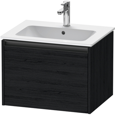 Duravit Ketho.2 Wastafelonderbouwkast - met 1 lade - 61x48x44cm - met greep antraciet - eiken zwart mat