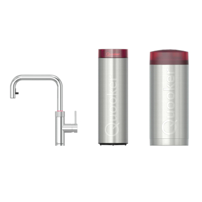 Quooker Flex Square kokendwaterkraan - draaibare & uittrekbare uitloop - Combi+ incl. Cube reservoir - Warm / kokend / bruisend / gefilterd water - chroom