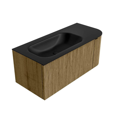 Mondiaz KURVE Ensemble de meuble de salle de bains - 105x46x40cm - 1 tiroir - 1 porte - lavabo solid surface - gauche - sans trou de robinet - Dusk