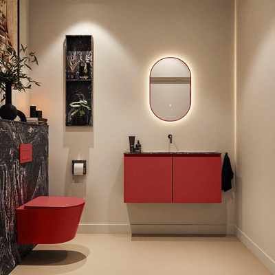MONDIAZ TURE-DLUX 100cm toiletmeubel Fire. EDEN wastafel Lava positie midden. Zonder kraangat.