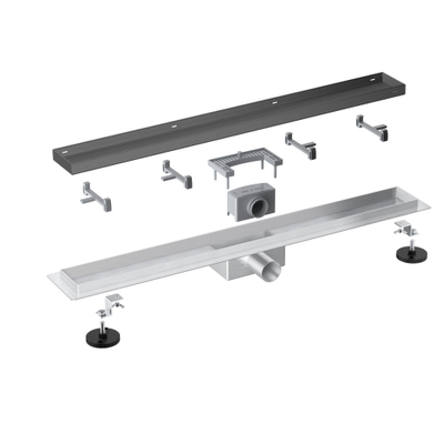 FugaFlow Eccelente Anta douchegoot - 50cm - tegelrooster - vloerflens - Geborsteld Gunmetal PVD