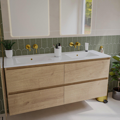 Saniclass Holz Pure Badkameronderkast - 140x45x60cm - 4 lades - Eiken natural