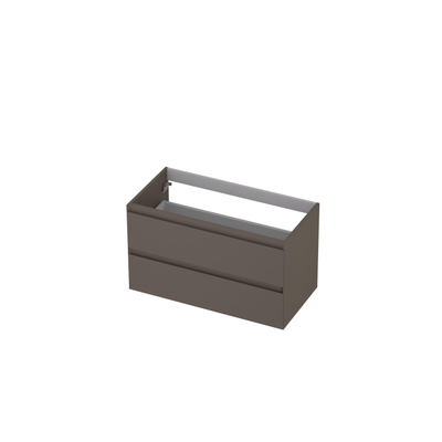 INK Wastafelonderkast - 90x45x52cm - 2 lades - greeploos - MDF lak - Mat taupe