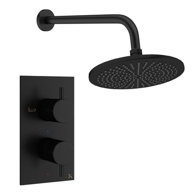 Crosswater MPRO inbouw regendoucheset – Ø30 cm hoofddouche – zonder handdouche – 2 hendels – zwart mat
