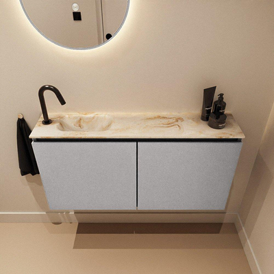 MONDIAZ TURE-DLUX 100cm toiletmeubel Plata. EDEN wastafel Frappe positie links. Met 1 kraangat.