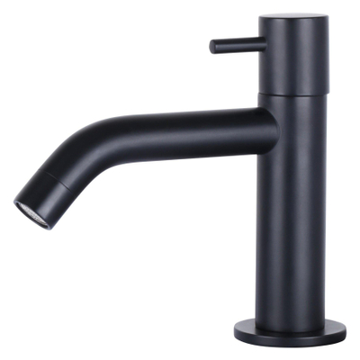 Differnz Cleo kit lave-mains - 30x30x10cm - quart de rond - 1 trou de robinet - robinet courbé noir mat - céramique blanche