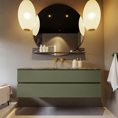 Mondiaz VICA-DLUX ensemble de meuble de salle de bain - 150cm - meuble sous-vasque armée - 2 tiroirs - lavabo encastré nuage milieu - sans trous de robinet - version haute de 60cm - lave