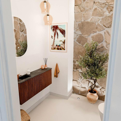 Mondiaz JOYA-DLUX 100cm toiletmeubel - kleur Ruby - Wastafel FAYE positie Links 1 kraangat kleur Lava.