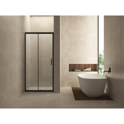 Wiesbaden Skyline Porte coulissante pour niche 1200 x 2000 x 8 mm verre clair nano verre/mat noir