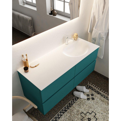 Mondiaz VICA ensemble de meuble de salle de bain - 120cm - meuble sous-vasque smag - 4 tiroirs - lavabo moon droite - 1 trou de robinet - version XL 60cm de haut