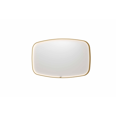 INK SP31 spiegel - 140x4x80cm contour in stalen kader incl dir LED - verwarming - color changing - dimbaar en schakelaar - geborsteld mat goud
