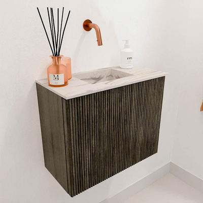 Mondiaz JOYA-DLUX 50cm toiletmeubel - kleur Shadow - Wastafel FAYE positie Midden Zonder kraangat kleur Nata.