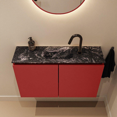 MONDIAZ TURE-DLUX 80cm toiletmeubel Fire. EDEN wastafel Lava positie midden. Met 1 kraangat.