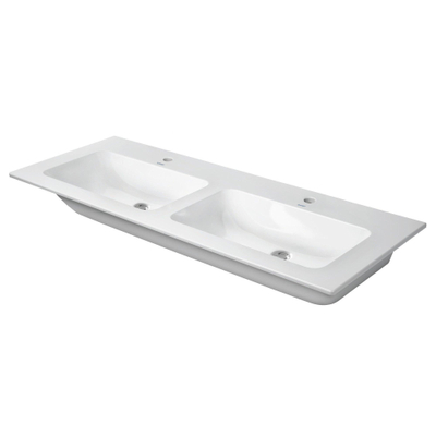 Duravit Me by starck dubbele wastafel 130x49cm zonder kraangat met overloop wit