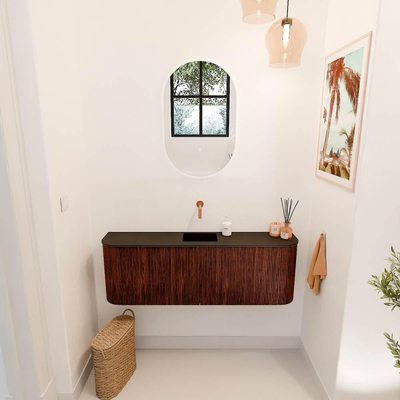 Mondiaz JOYA 123.2cm meuble de salle de bains - arrondi gauche et droite couleur Ruby - Vasque FAYE position Milieu Sans trou de robinet couleur Urban