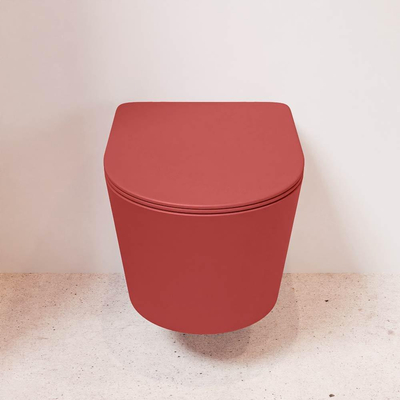 Mondiaz LAVIE WC suspendu – sans bride – 36 x 53 cm – avec abattant softclose – Fire (rouge)