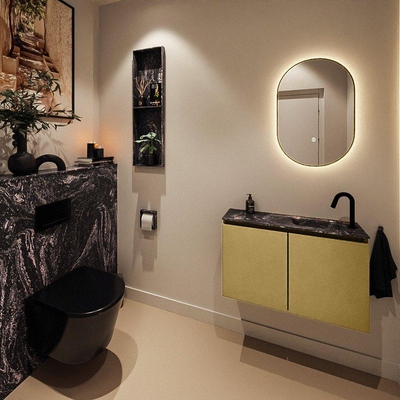 MONDIAZ TURE-DLUX Meuble WC 80 cm Oro. EDEN lavabo Lava position à droite. Avec 1 trou de robinet.