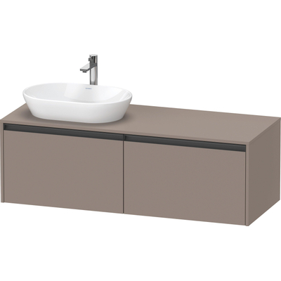 Duravit Ketho 2 meuble bas pour lavabo avec plan de console avec 2 tiroirs pour vasque à gauche 140x55x45,9cm avec poignées basalte anthracite mat