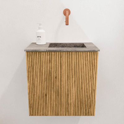 Mondiaz JOYA-DLUX Meuble de toilette 40cm - couleur Chêne - Vasque FAYE position Droite Sans trou de robinet couleur Oza