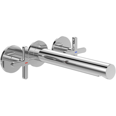 Villeroy & Boch Loop & Friends wastafeluitloop set - met kruisgreep - wandmontage - hoogglans chroom