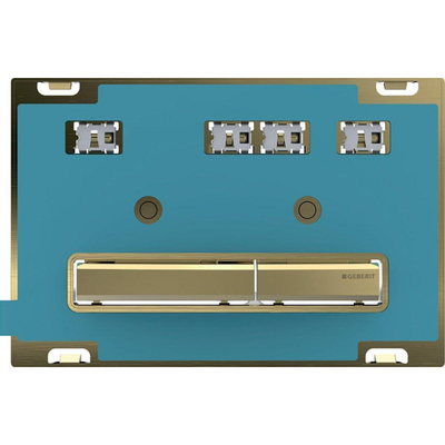 Geberit Sigma50 bedieningsplaat - 2-toets spoeling - rechthoekige knoppen - messing/klantspecifiek