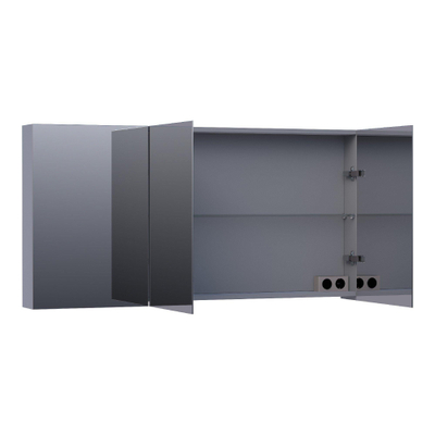 BRAUER Impress spiegelkast – 139x70x15 cm – 3 deuren, dubbelzijdige spiegeldeuren – Grijs mat