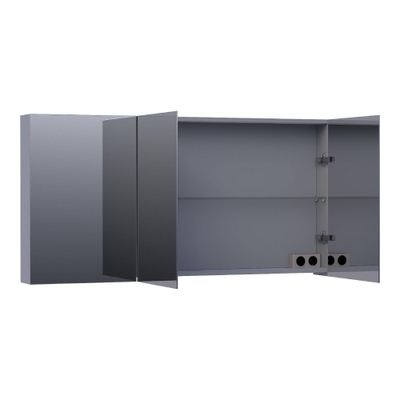 BRAUER Plain Spiegelkast - 140x70x15cm - 3 links- en rechtsdraaiende spiegeldeuren MDF - mat grijs