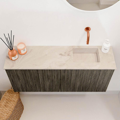 Mondiaz JOYA-DLUX 90cm meuble de toilette - couleur Shadow - Vasque FAYE position Droite Sans trou de robinet couleur Frappe.