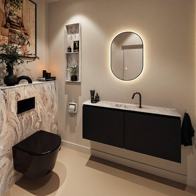 MONDIAZ TURE-DLUX Meuble de toilettes 120 cm Urban. Lavabo EDEN Glace position centrale. Avec 1 trou de robinet.