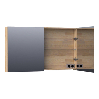 BRAUER Impress armoire de toilette - 120x70x15cm - sans éclairage - 2 portes miroir double face - chêne abouté gris