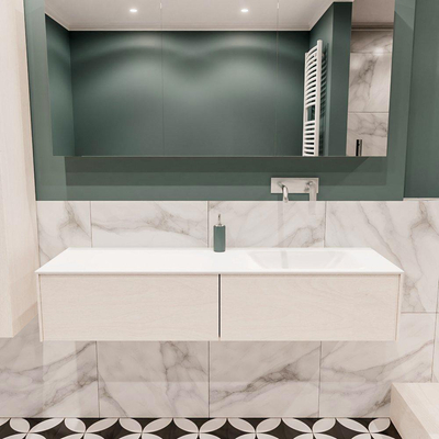 ENSEMBLE DE MEUBLE MONDIAZ LUSH - 150cm - 2 tiroirs - lavabo cloud - vasque à droite - 0 trous de robinet - sous-couche
