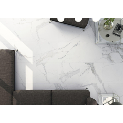 ÉCHANTILLON Terravito Alpuro carreau mural et de sol - 60x60cm - 9mm - Carré - rectifié - Effet marbre - Blanc/noir mat