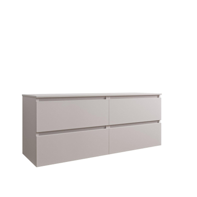 Saniclass Chaci Meuble bas de salle de bains - 140x46x55cm - 4 tiroirs - sans poignées - coton mat (beige)
